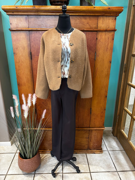 Collarless Knit Jacket