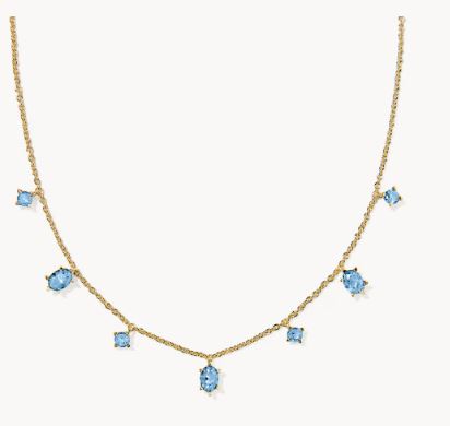 Kendra Scott Cailin Delicate Strand Necklace in Gold Blue Violet Crystal