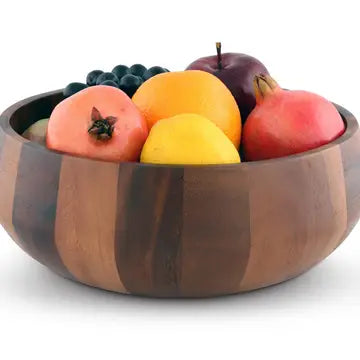 Modern Round Acacia Wood Large Salad Bowl
