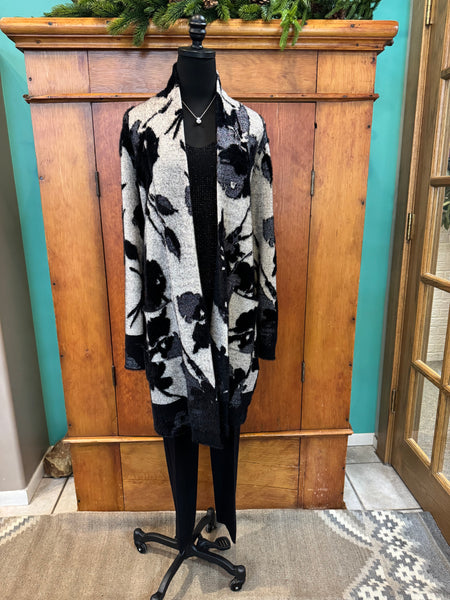 Joseph Ribkoff Open Front Long Floral Cardigan