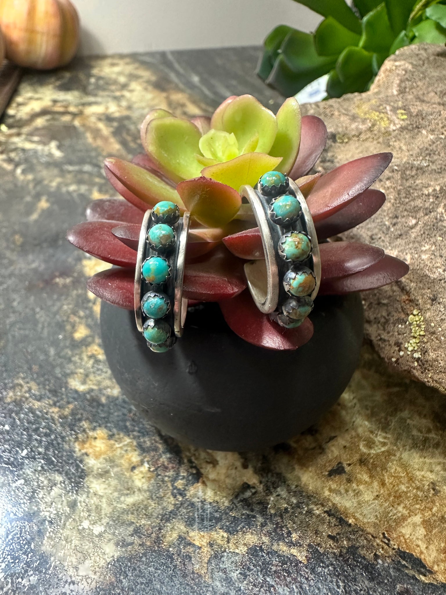 AlZ Medium Turquoise Hoop Earring