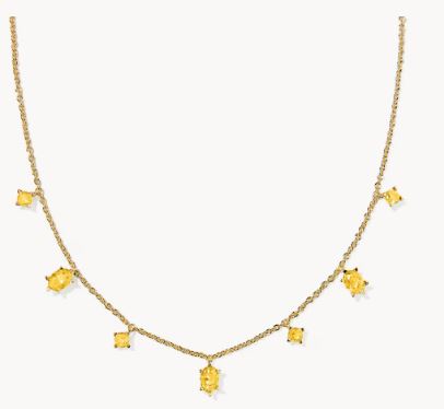 Kendra Scott Cailin November Delicate Strand Necklace in Golden Yellow Crystal
