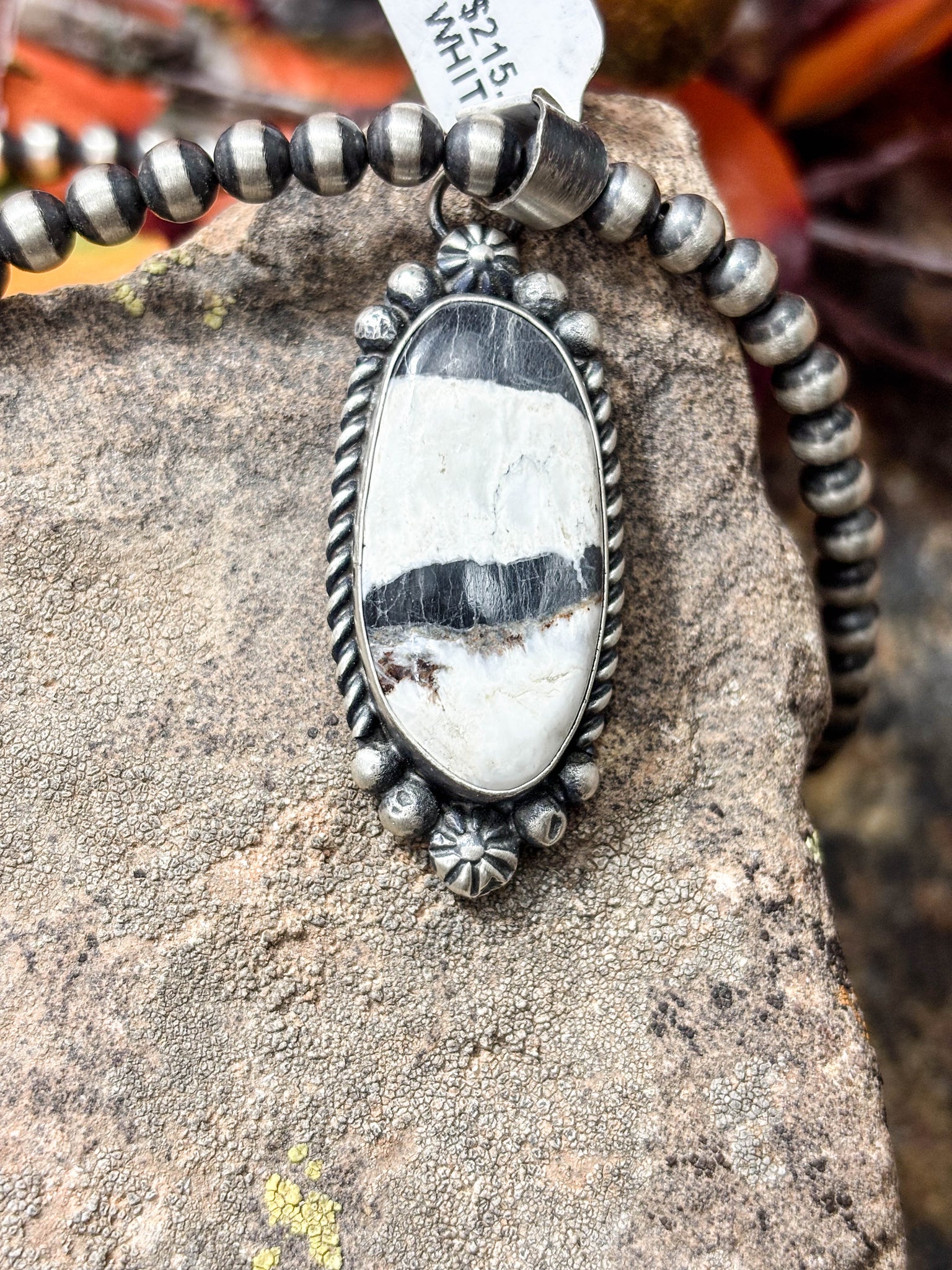 Oval White Buffalo Pendant