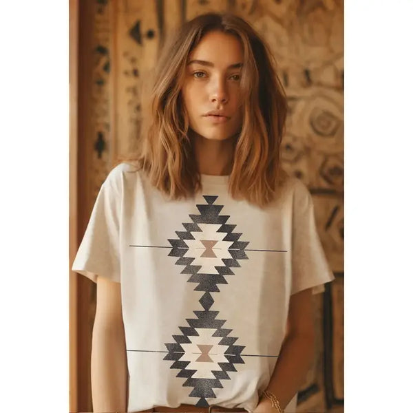Aztec Graphic Short Sleeve Top