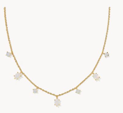 Kendra Scott Cailin Delicate Strand Necklace in Gold White Iridescent Crystal