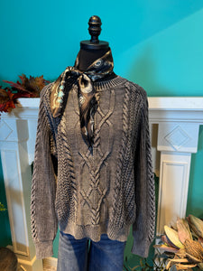 Mystree Washed Cable Knit Sweater