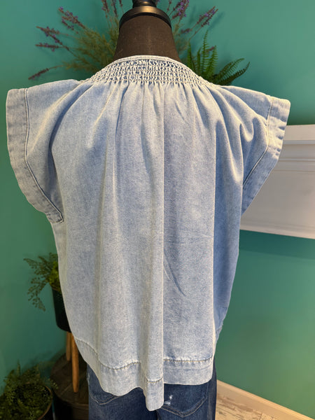Denim Sleeveless Blouse
