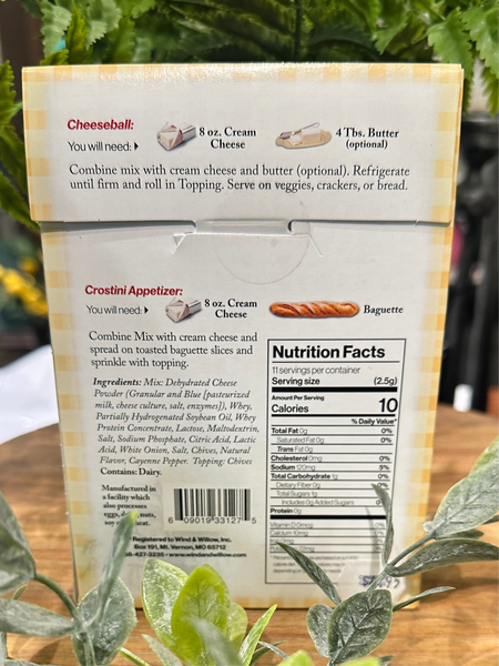 Wind & Willow White Cheddar & Chive Cheeseball and Appetizer Mix