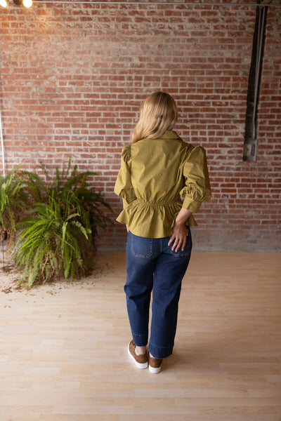 Peplum Button Down Hem Blouse