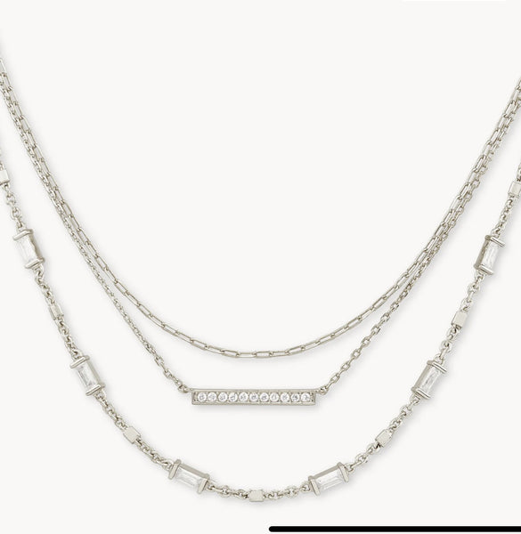 Addison Multi Strand Necklace in Silver