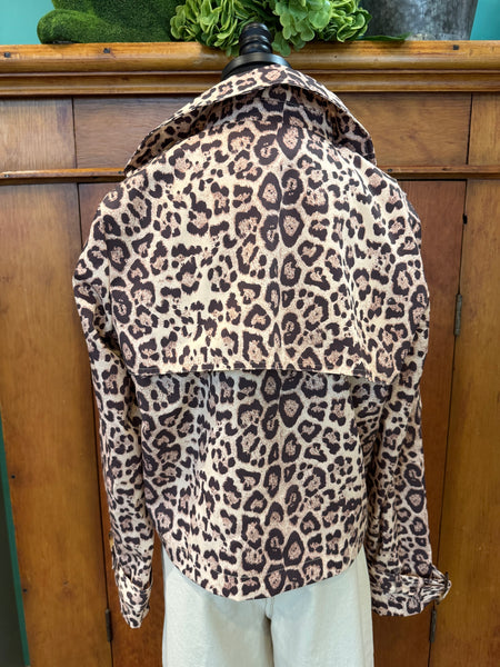 Esqualo Short Trench Jacket Leopard