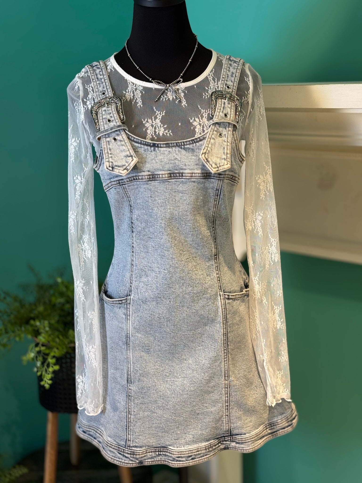 Western Buckle Denim Dress