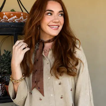 Horse and Houndstooth Twilly in Brown