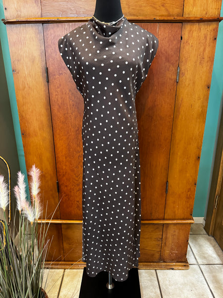 Polka Dot Cowl Neck Dress