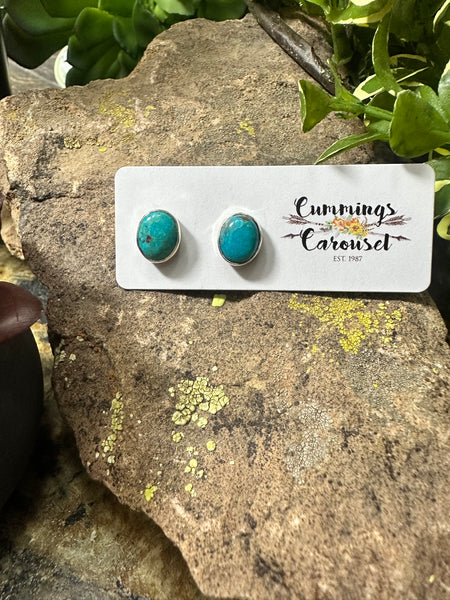 Mini Oval Turquoise Post Earrings