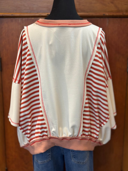 BiBi USA Patchwork Stripe Top