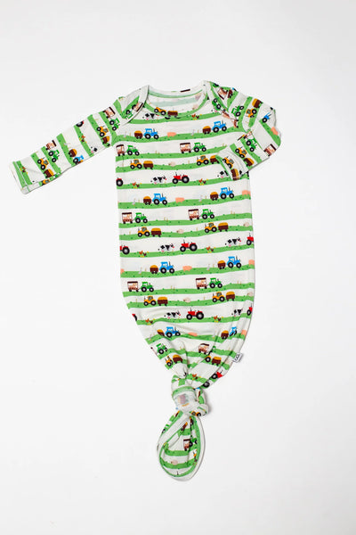 Knotted Infant Gown in Farm Stripes