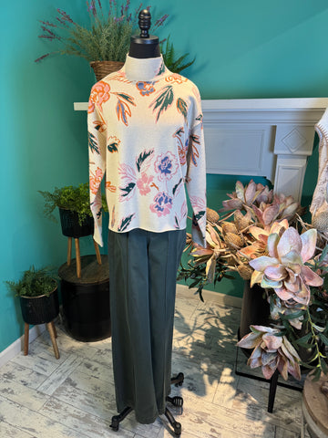 FDJ Mock Neck Floral Sweater