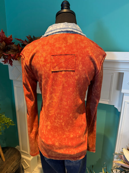 Mystree Thermal Washed Button Down Top