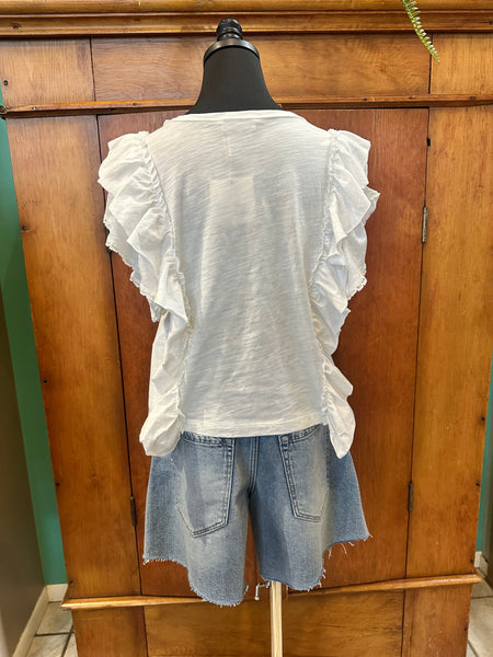Ruffle Trim Tee Shirt