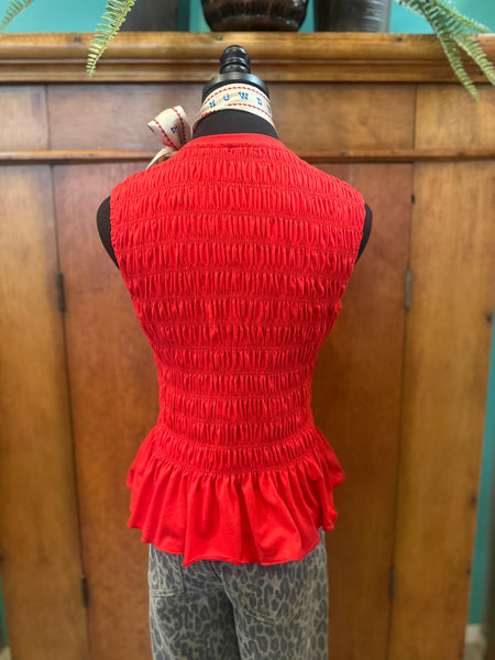 Smocked Sleeveless Top