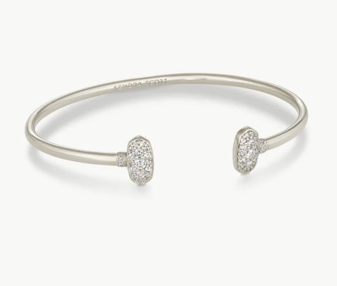 Kendra Scott Grayson Silver Cuff Bracelet in White Crystal