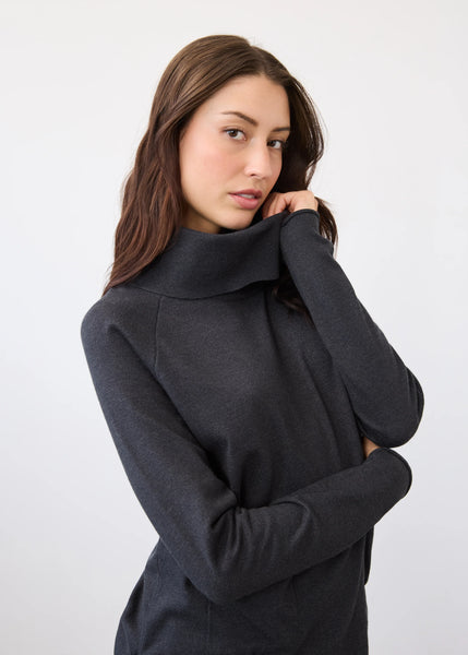 Cowl Neck Sweater in Black Heather