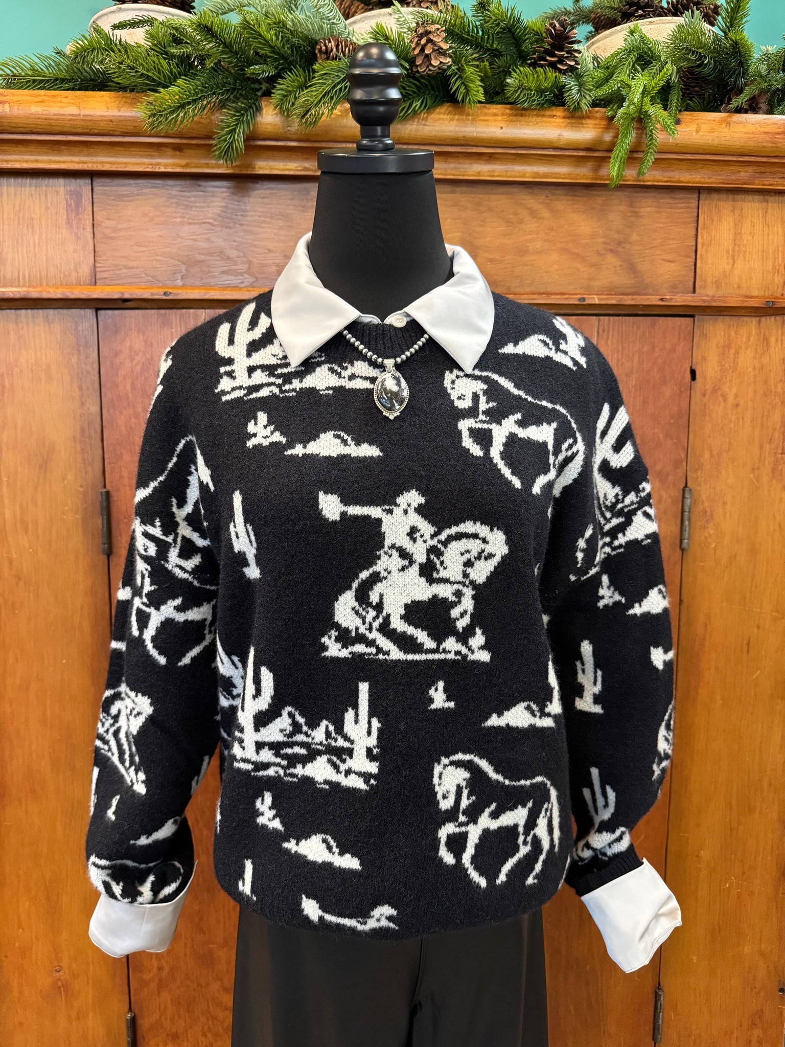 Lucky & Blessed Western Desert Print Sweater