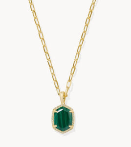 Kendra Scott Daphne Pave Necklace in Green Malachite