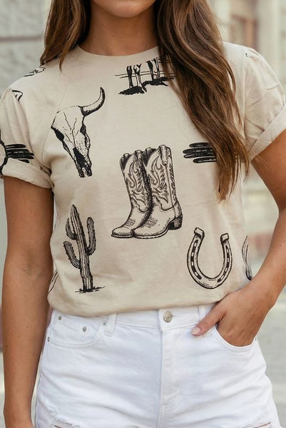 Cowboy Boot & Cactus Top
