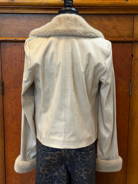 Joseph Ribkoff Faux Leather/Fur Biker Jacket