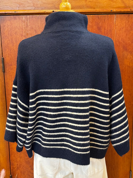 Mock Neck Stripe Sweater
