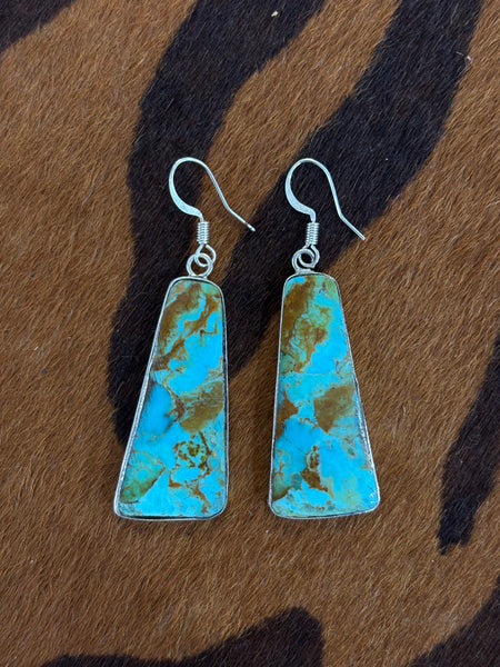 Wrapped Silver Turquoise Slab Earrings
