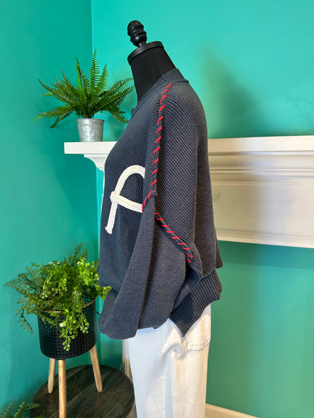 USA Rope Letter Sweater