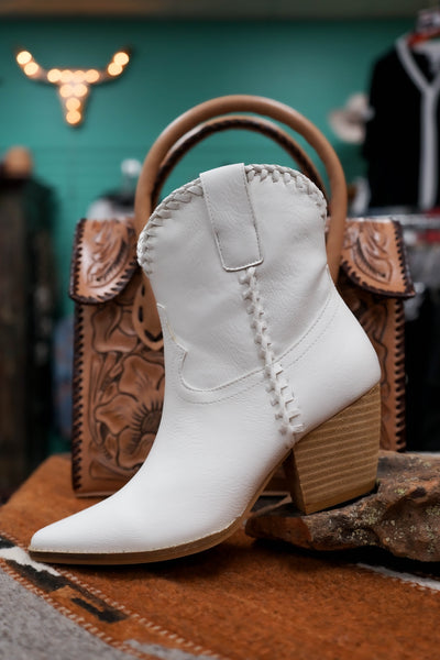 Arisa Braided Short White Bootie