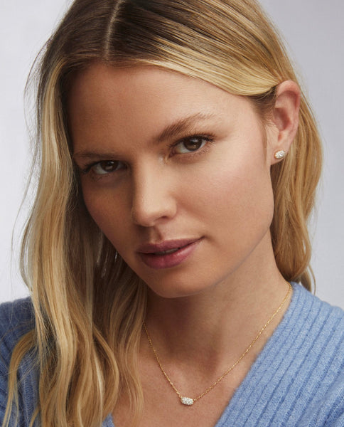 Kendra Scott Grayson Crystal Stud Earring Gold Metal White CZ