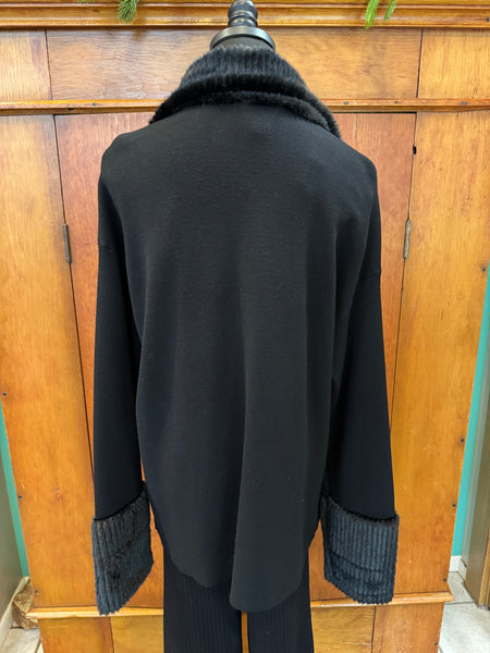 Joseph Ribkoff Faux Fur Trim Sweater Jacket