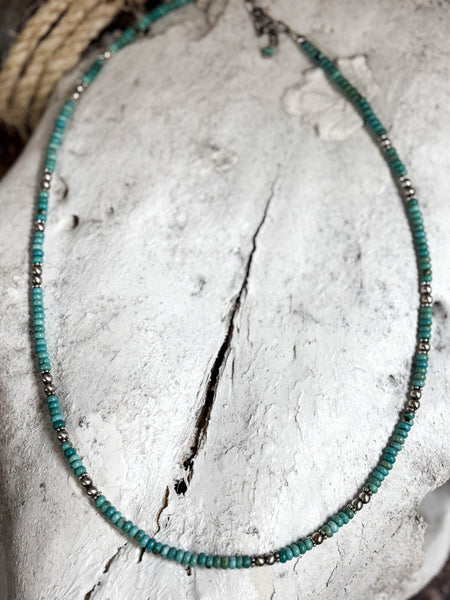 4mm Turquoise and Navajo Pearl Necklace