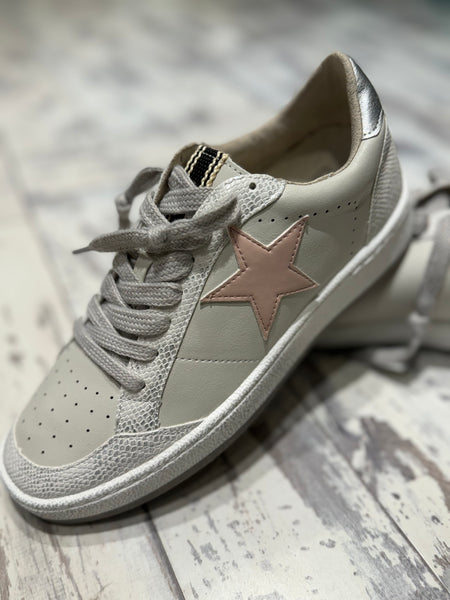 Shu Shop Paz Silver Snake-Print/Star Tennis Shoe