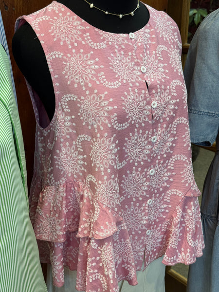 Embroidered Floral Sleeveless Top