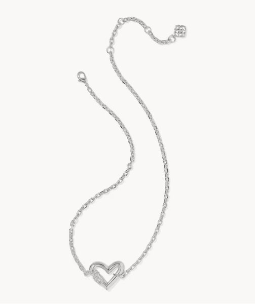 Kendra Scott Emery Heart Silver Short Pendant Necklace
