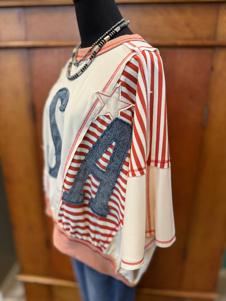 BiBi USA Patchwork Stripe Top