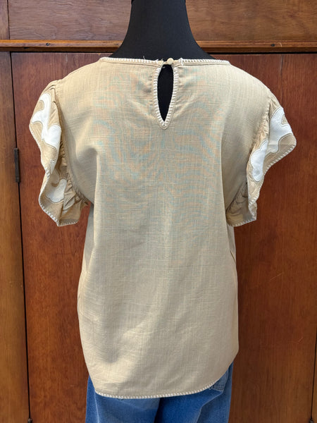 Ruffle Top with Contrast Patch