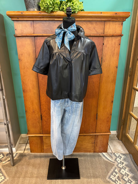 Glam Faux Leather Swing Top Cropped