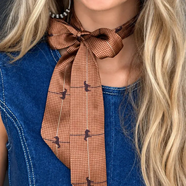 Horse and Houndstooth Twilly in Brown