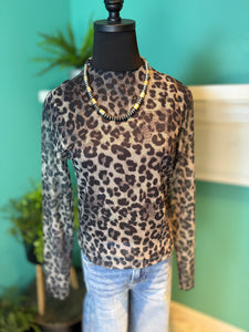 The Black Leopard Mesh Top