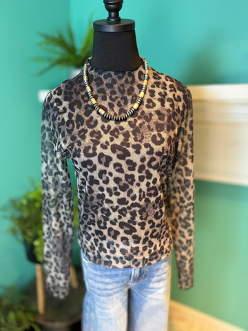 The Black Leopard Mesh Top