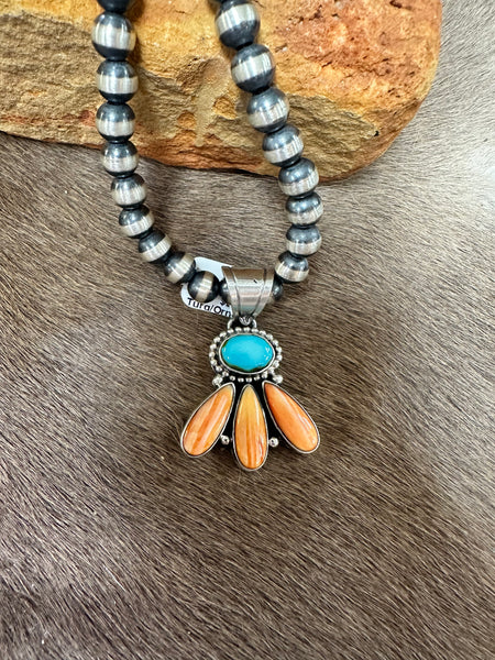 ALZ Turquoise & Orange Spiny Oyster Pendant