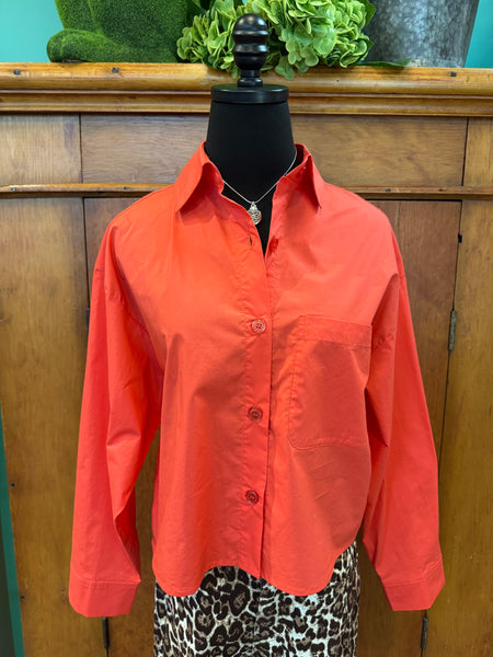 Esqualo Cropped Blouse w/Folded Cuff