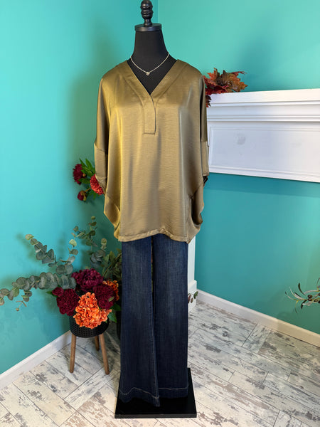 Glam V-Neck Drop Shoulder Top